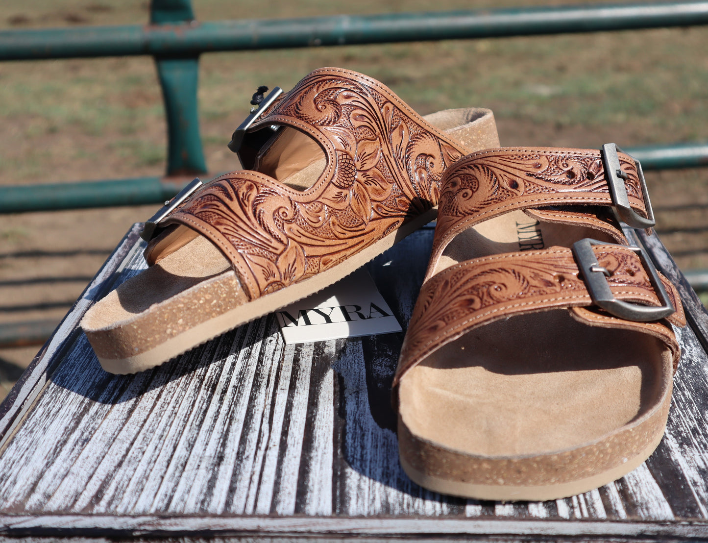 Myra Hand- Tooled Leather Sandal