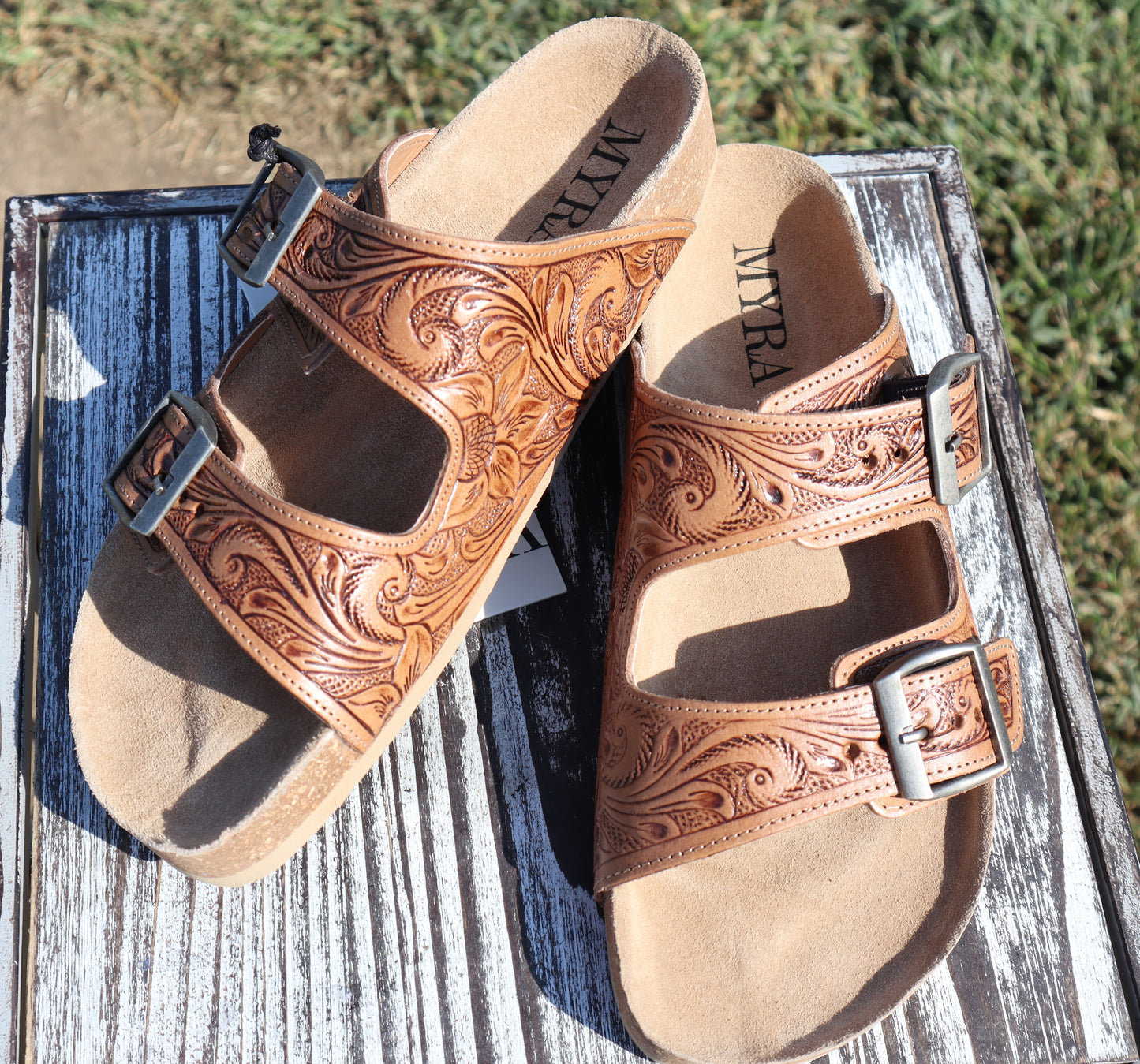 Myra Hand- Tooled Leather Sandal